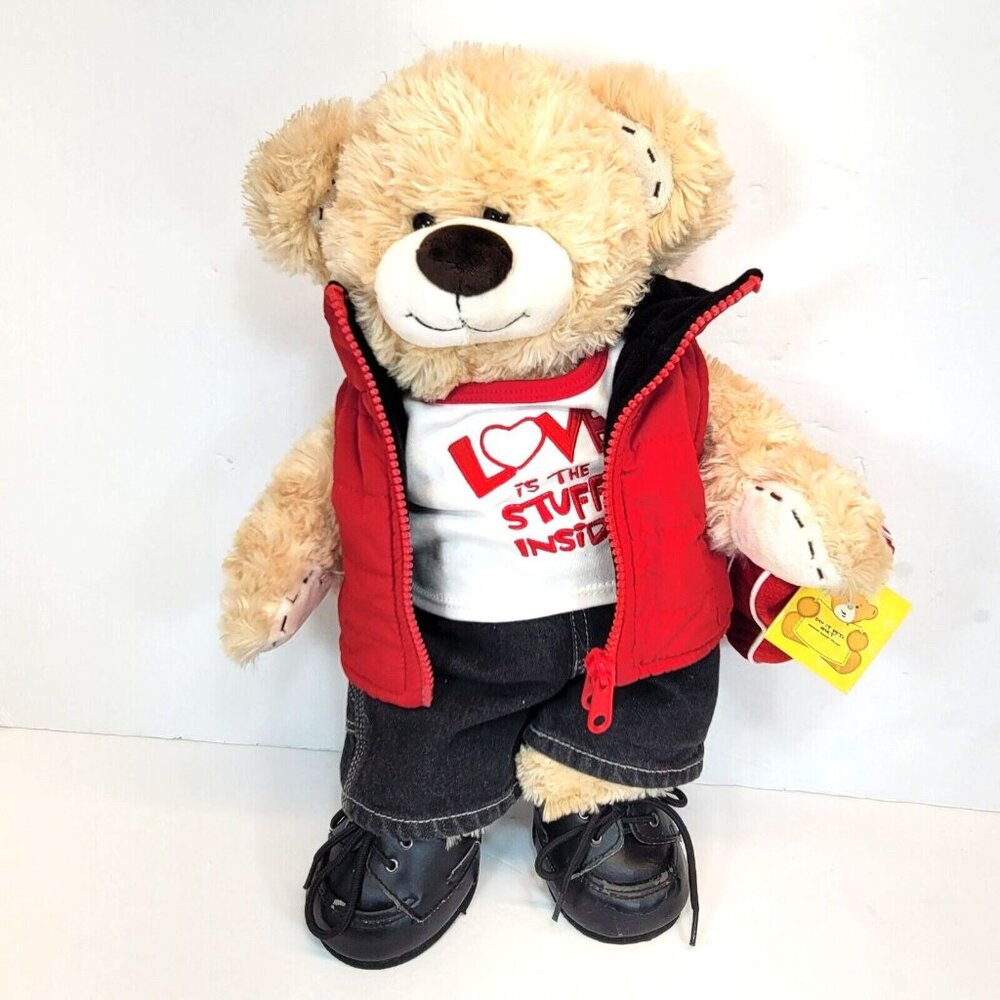 Build a Bear BAB Say It with Heart 15" Teddy Bear Stuffed Animal Plush Toy Rare